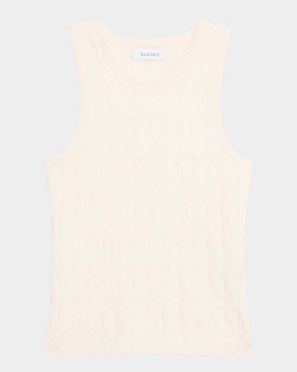 Racerback Cable-Knit Cashmere Tank
